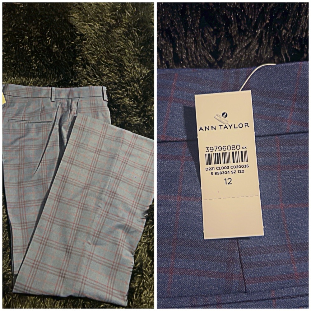 Ann Taylor Blue and Red Checkered Pants